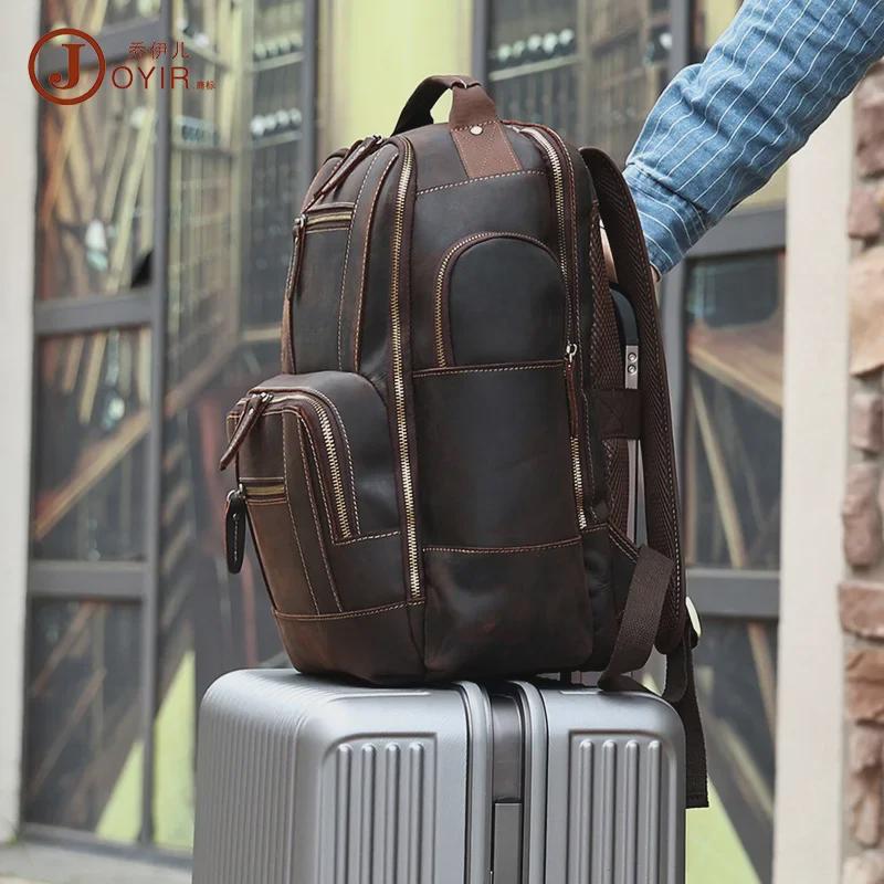 Men's Large Capacity High-End Crazy Horse Leather Backpack