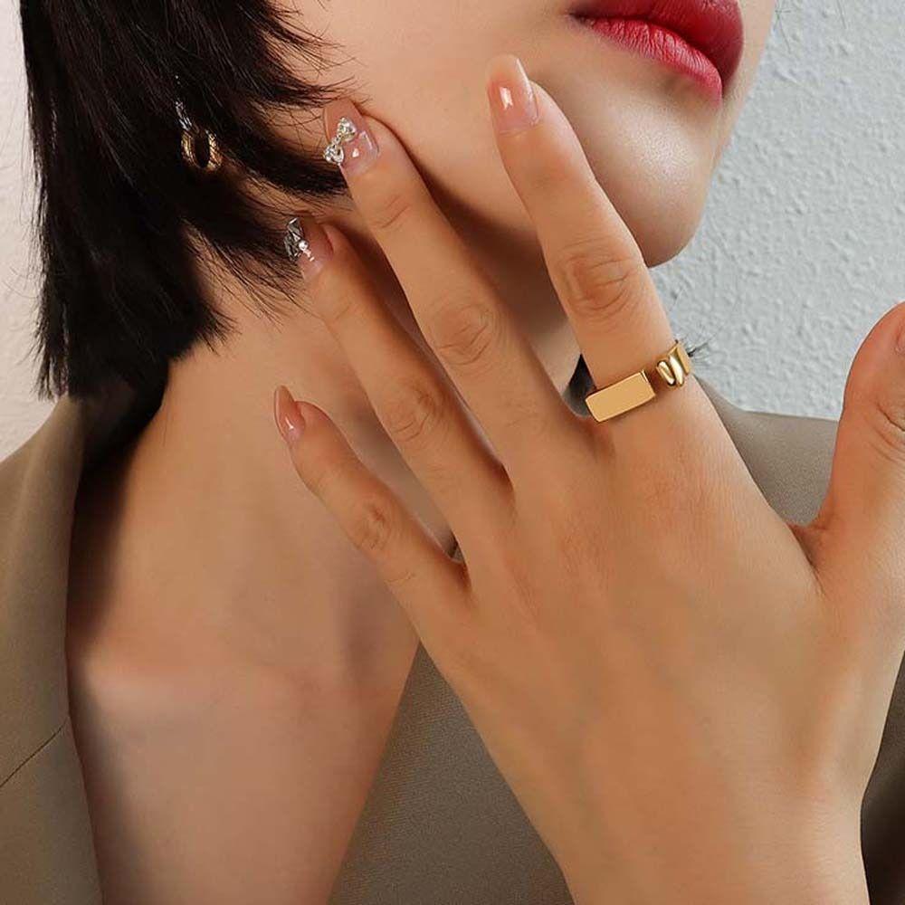 Metal Geometric Opening Square Open Rings Jewelry Accessories Square Zinc Zinc Alloy Ring Square Ring  Girls