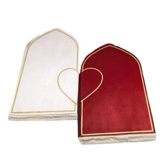 2Pcs/Set Islamic Prayer Mat Couples Flannel Prayer Rug Heart Patterned Floor Mat Islamic Gifts for Ramadan Eid Hajj Valentine's Day