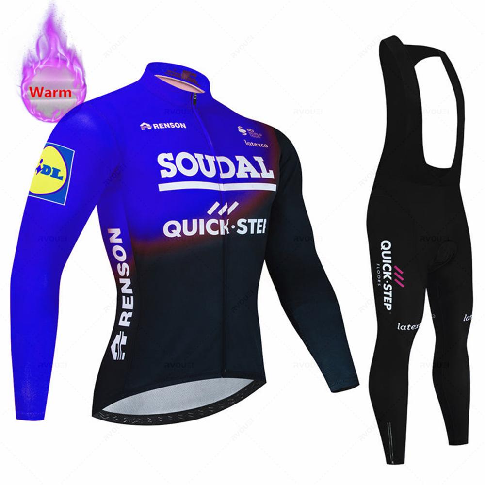Soudal Quick Step 2026 Зимняя Велосипедная Майка Термо Флис Велосипедная Одежда MTB Bicicleta Комплект Ropa Ciclismo Триатлон Велосипедный Костюм