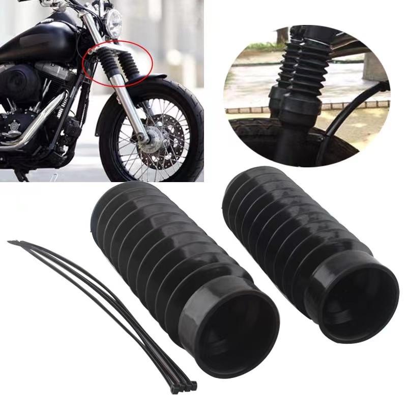 2PCS Motorcycle 39mm Fork Covers Front Rubber Gaiters Gators Shock Boots For Harley Davidson Sportster XL883 XL1200 FXD