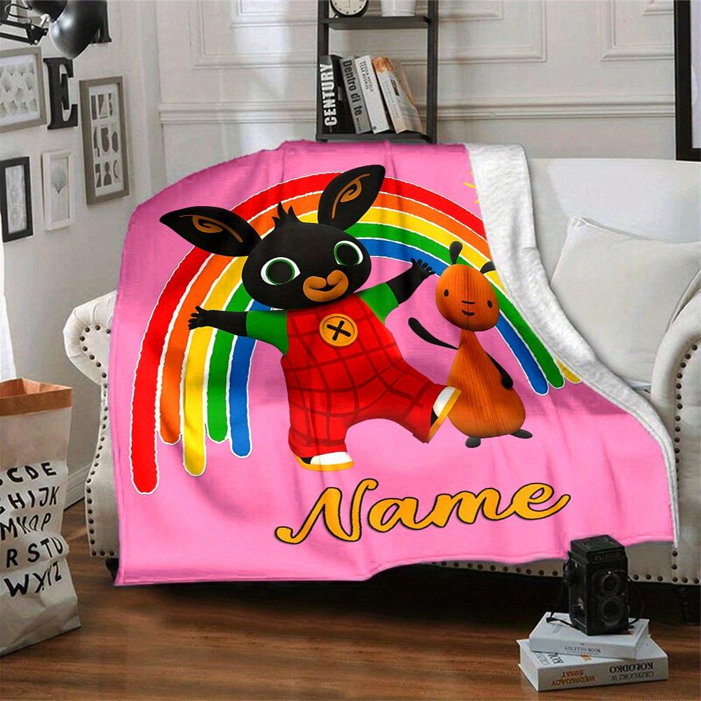 Bing Rabbit And Rainbow Blanket Lightweight Blanket For Sofa Bed Travel Camping Living Room Office Sofa Chair And Bed Digital Printed Fleece Blanket