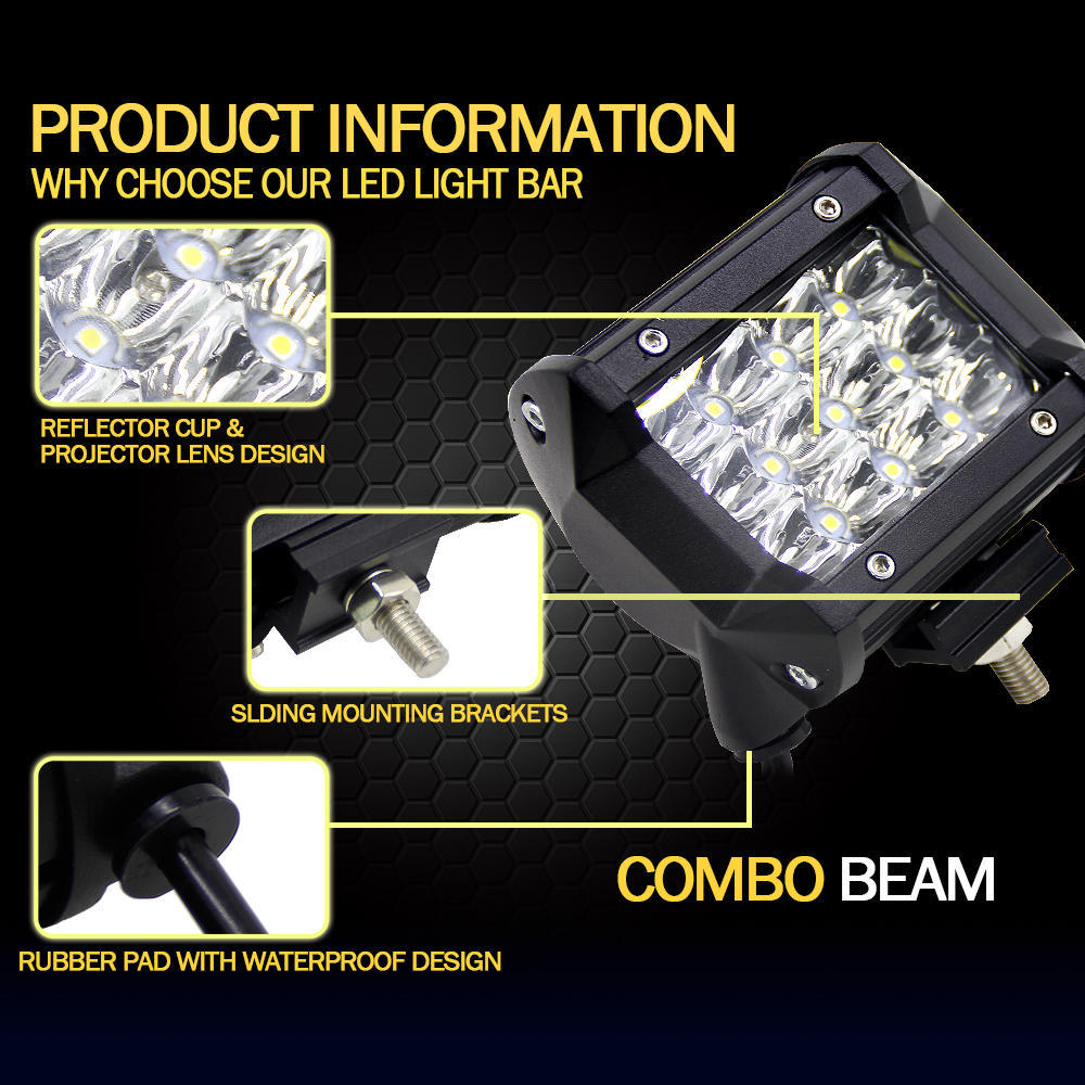 1pc White Light 4 Inch 36W Combo LED Work Light Bars Combo Beam For Driving Offroad Boat Car Tractor Truck SUV ATV 12V 24V