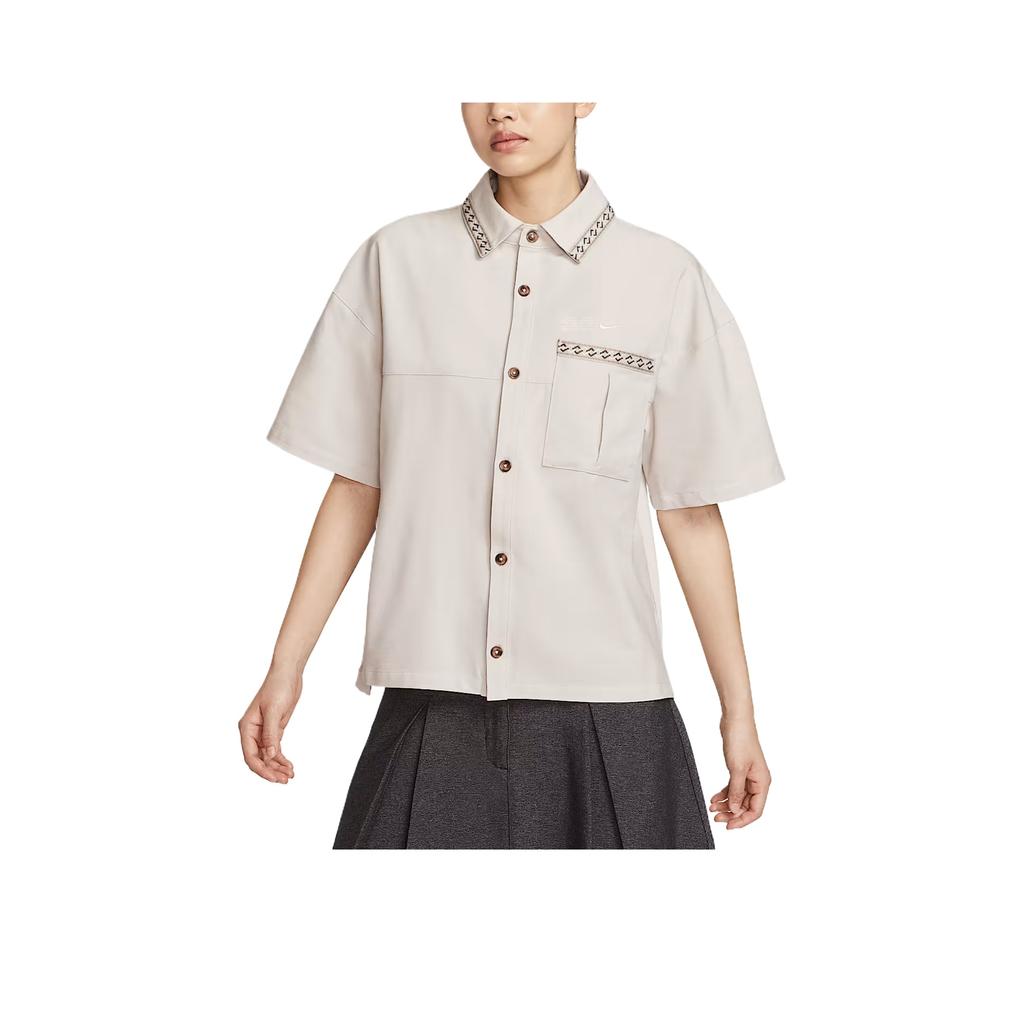 Nike Удобная Модная Минималистичная Универсальная Однотонная Футболка с Коротким Рукавом Женские топы Бежевый HJ0350072