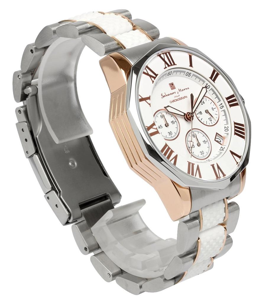 Часы-хронограф, водонепроницаемость до 10 АТМ, деловые, формальные, итальянская марка, ограниченная модель SM15104 x Pink [Salvatore Mara] мужские (Белое золото) [Элемент]
