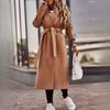 Women's Autumn and Winter Simple Long Sleeve V-Neck Tied Tweed Jacket Top