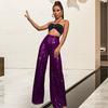 Women's New High Grade Solid Color Pendant Sequin Casual Wide Leg Pants