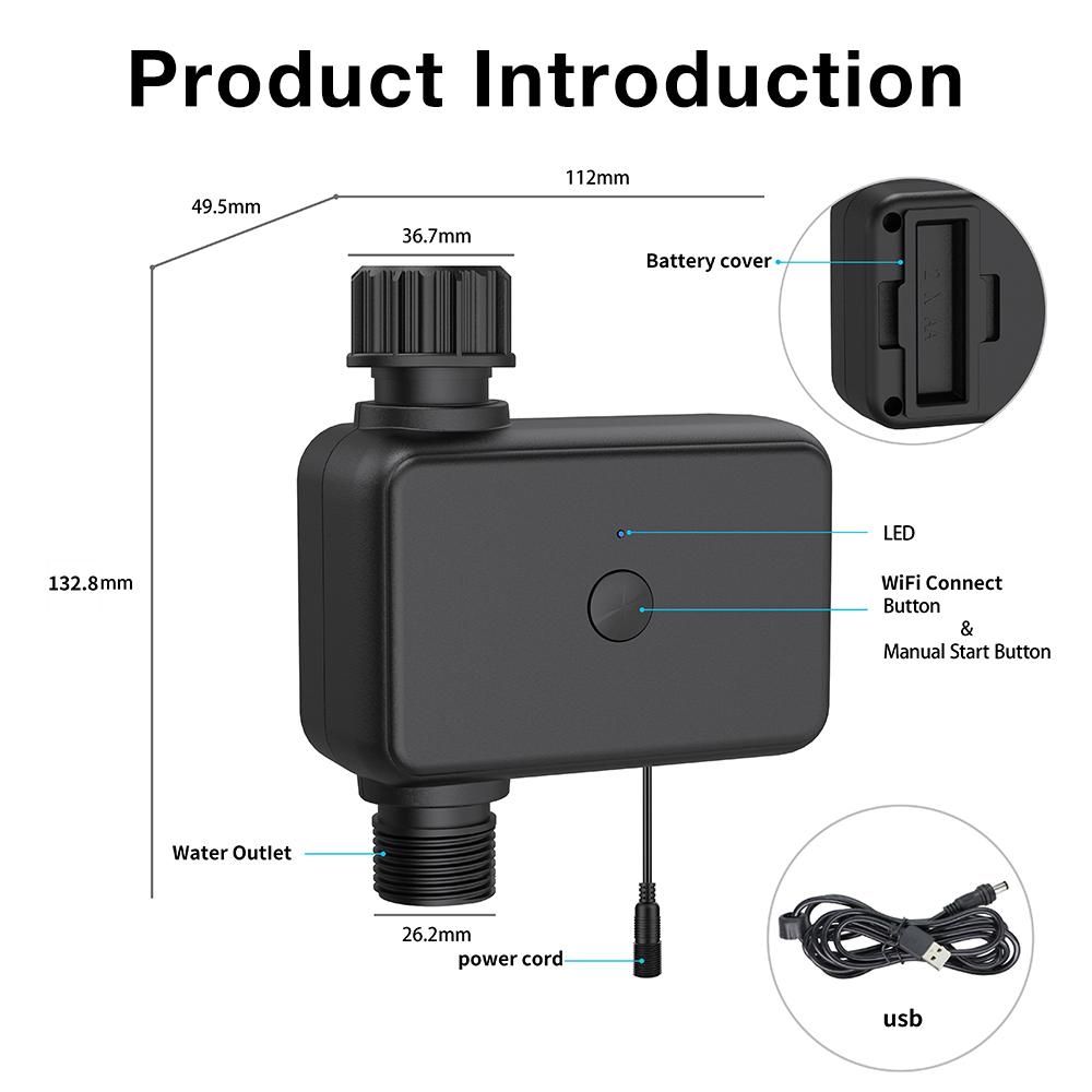 Умный таймер полива Zigbee/WiFi 1 зона Программируемый контроллер полива Таймер для крана садового шланга Автоматическая система полива