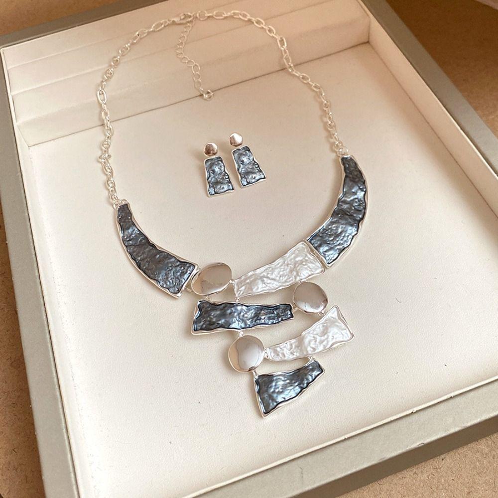 Collarbone Chain Women's Necklace Earring Set Exaggerated Multi Color Jewelry Set Girls