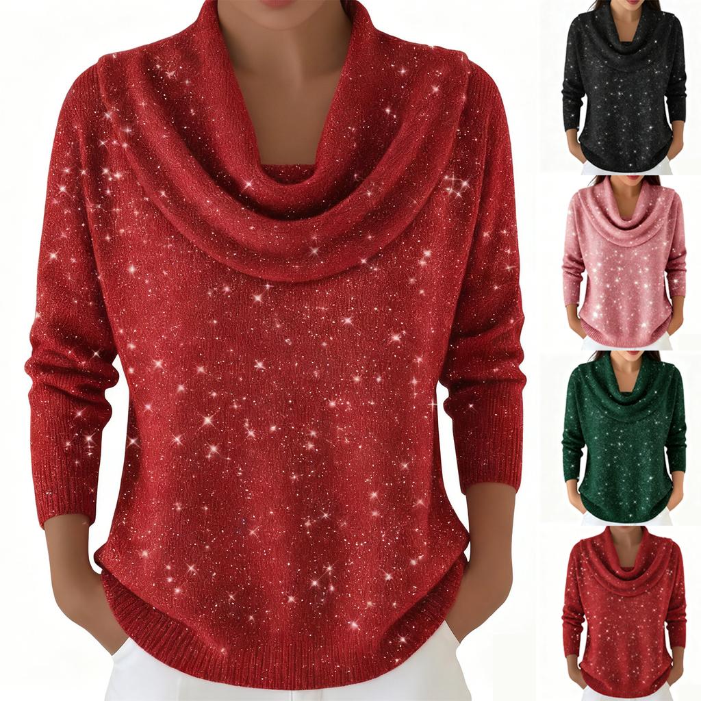 Women's Casual And Fashionable Long Sleeved Knitted Solid Color Top Sweater