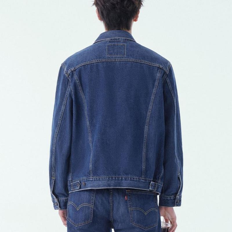 Levis Хлопковая джинсовая куртка с длинным рукавом на пуговицах унисекс куртки синего цвета 85248-0019