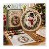 Home Decor Handmade Embroidery Christmas Kit for Beginners, Pre-Printed Pattern Full Set Tree Hanging Ornaments of Tools, DIY Needlework Festive Wall