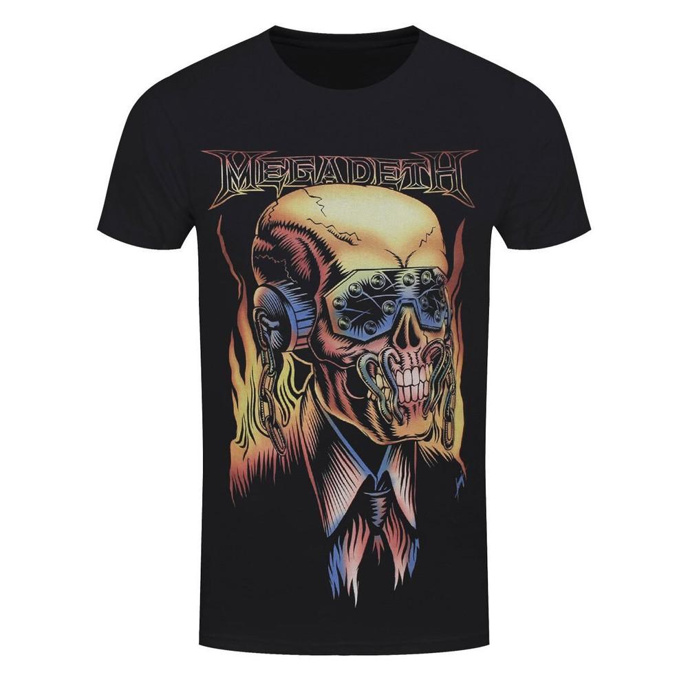 Megadeth T-Shirt Flaming Vic Band Official New Black