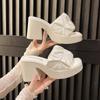 Ladies Shoes On Sale  New Fashion Square Toe Anti-wrinkle Women's Slippers Summer High-heeled Casual Women Fish Mouth Shoes