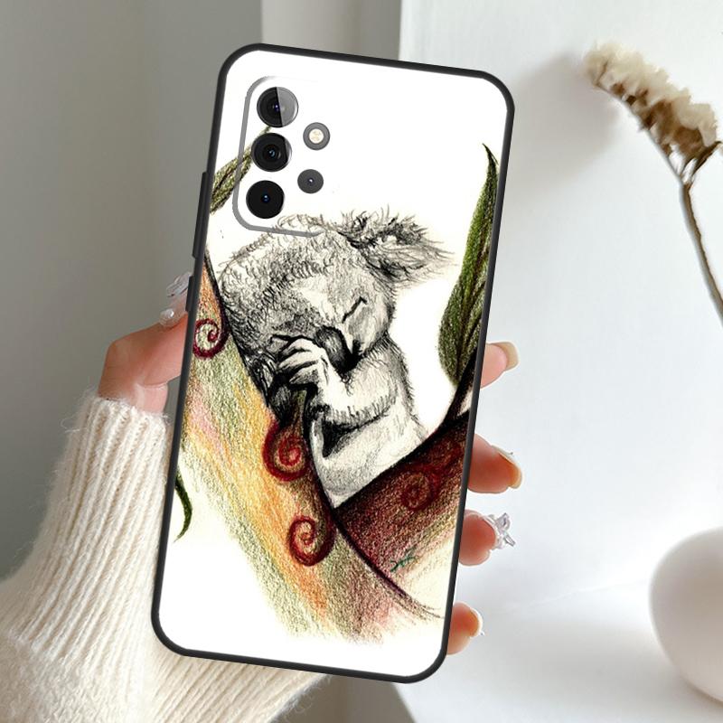 Cartoon Painting Animal Koala Case For Samsung Galaxy A16 A26 A36 A56 A55 A35 A15 A54 A34 A14 A52 A32 A12 A13 A33 A53 A17