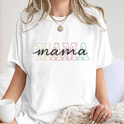 Модные футболки с принтом 'Mama' Подарок на День матери Футболка для женщин Футболки с винтажным дизайном 'Mama' Женская одежда