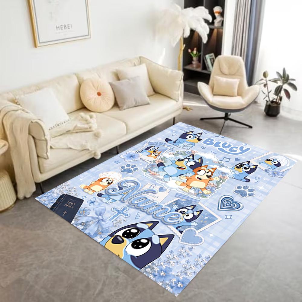 Bluey's Colorful Friends Personalized Name Area Rug Perfect for Kitchen Entryway Living Rooms Foyer Anti-slip Rug Office home decor
