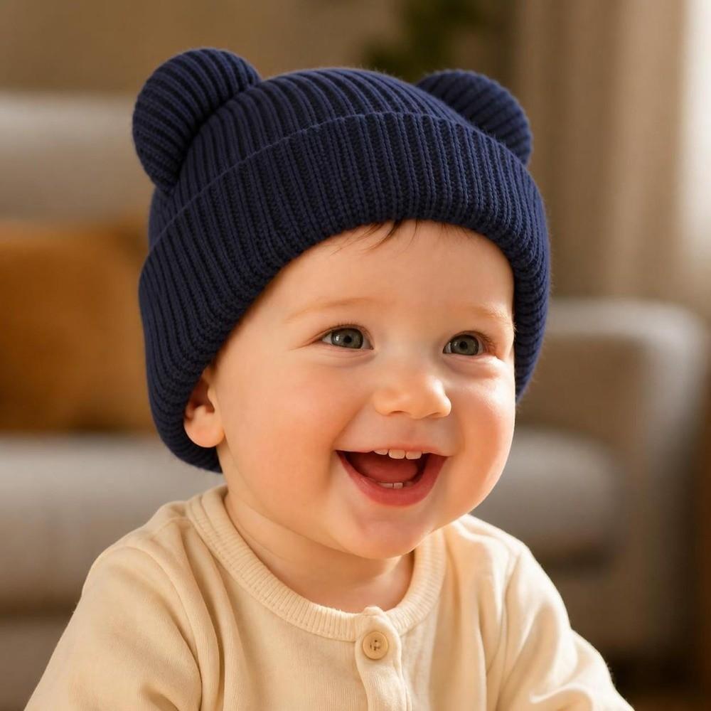 Cartoon Bear Ears Baby Beanie Windproof Ear Protection Hat Toddler Beanie Autumn Winter Season