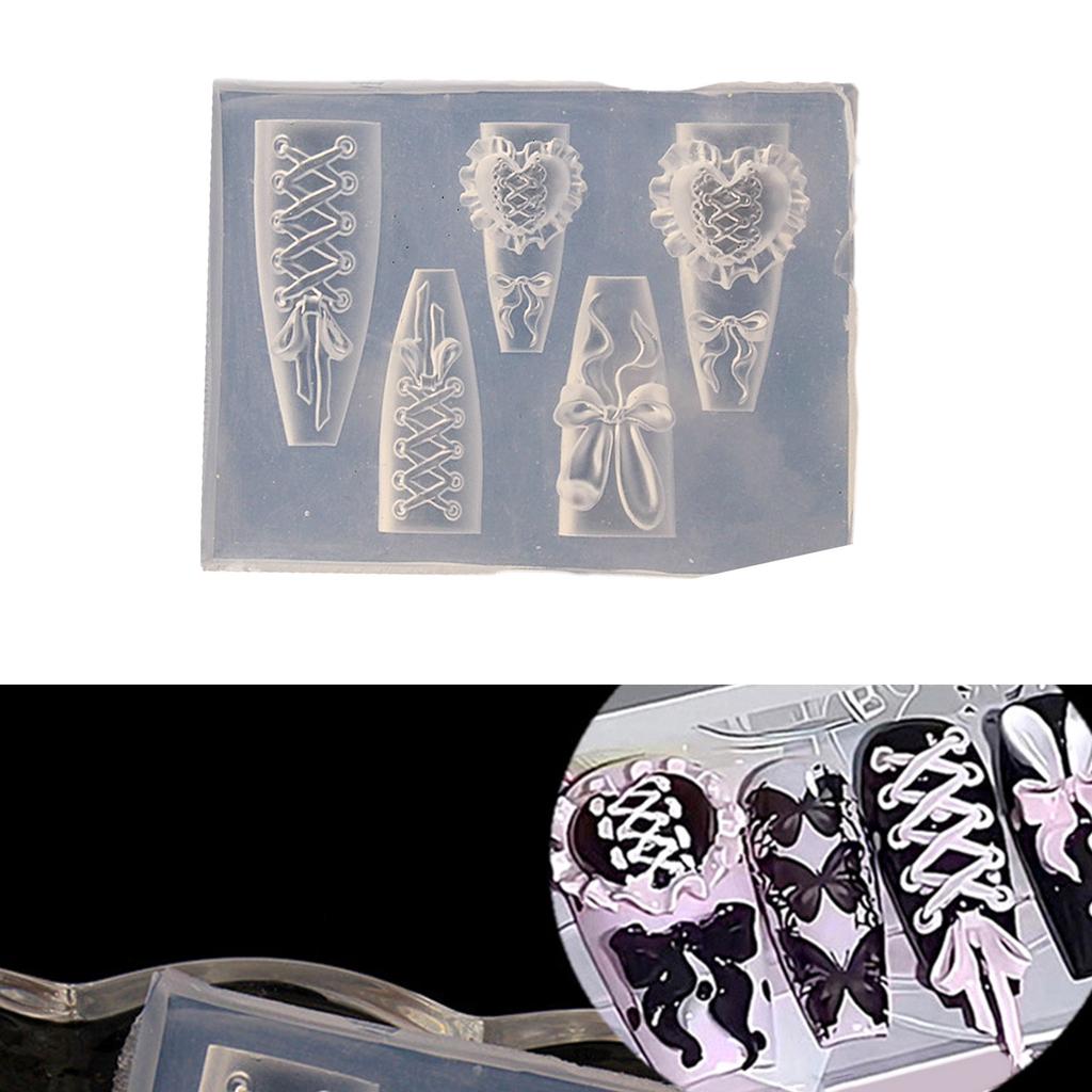 Многоразовая силиконовая форма для нейл-арта для 3D-дизайнов в виде сердец и полосок, аксессуары для рукоделия с точными резными узорами