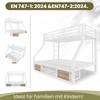 90 x 200 см, 140 x 200 см, двухъярусная кровать, с обувницей, ящиками для хранения, защитным бортиком, лестницей, сертифицирована EN747, без матраса, белая
