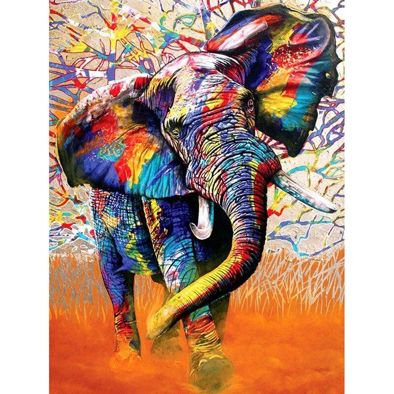 DIY Elephant 5D Diamond Painting Full Round Drill Rhinestone Animal Diamond Embroidery Cross Stitch Mosaic Kits Wall Art Decor