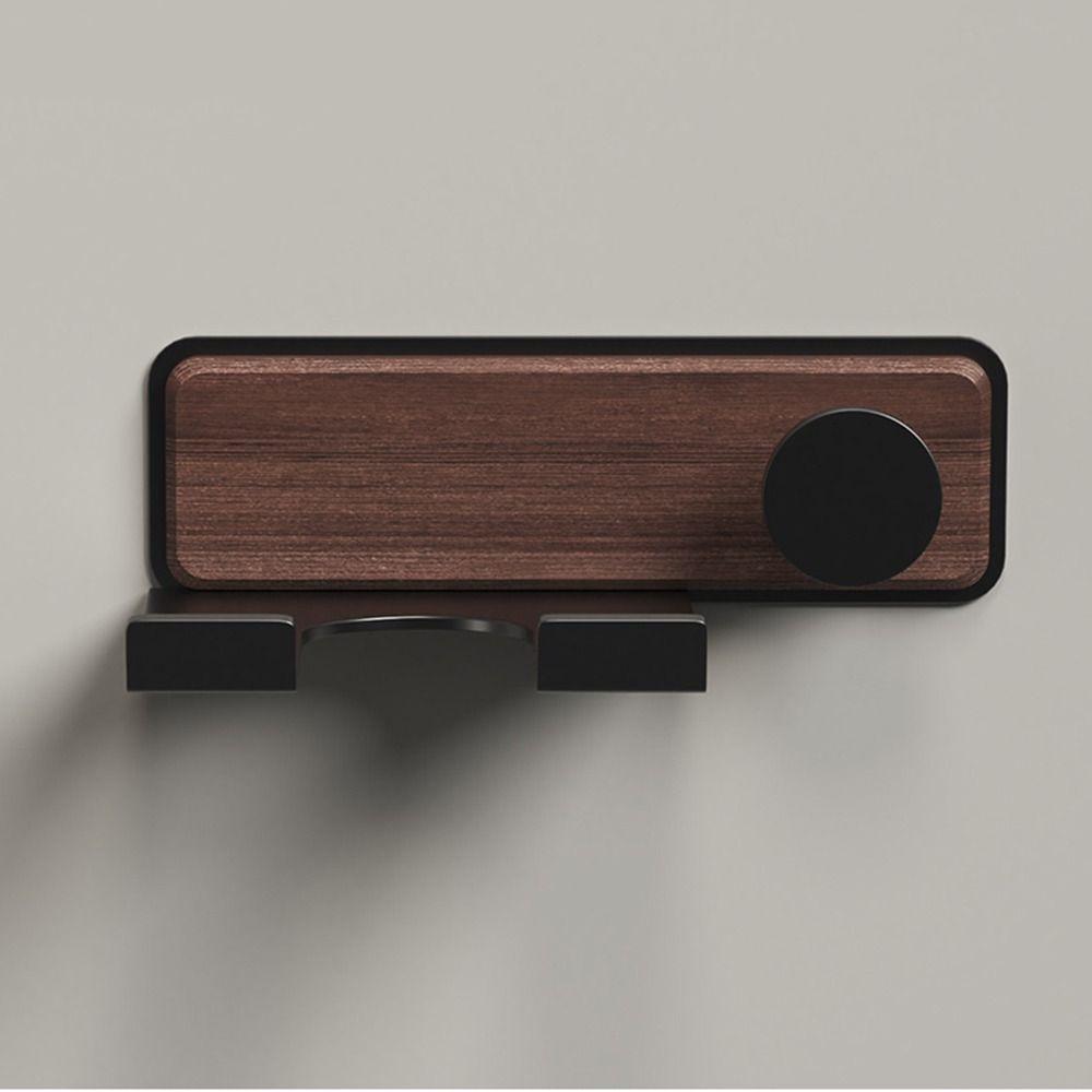 Деревянный держатель для фена без сверления, самоклеящийся настенный, полка для ванной комнаты, нержавеющий круглый крючок, подставка для фена