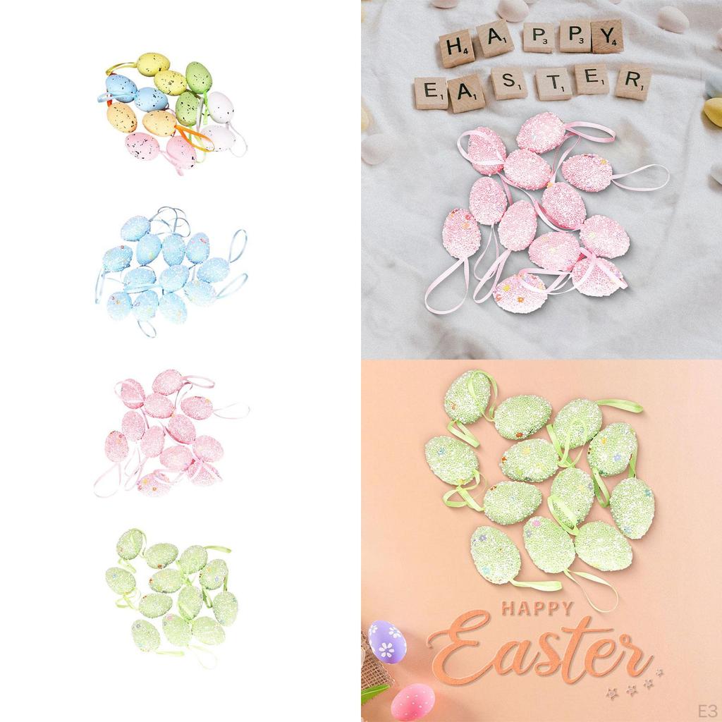 12 шт. 3x4 см, подвесные пасхальные яйца с ленточной петлей, декоративные для украшения дерева, многоразовые