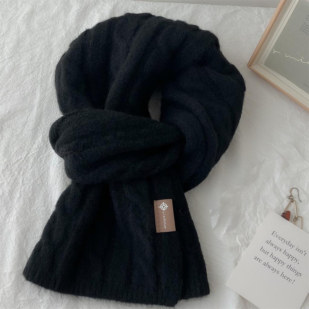 Новый вязаный шерстяной вязаный кашемировый шарф для женщин и пар, новый универсальный однотонный шарф для зимы