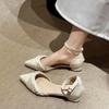 Baotou Sandals Female Summer 2025 New Fairy Style Thick Heel Pointed Hollow Versatile with Skirt Single Shoes