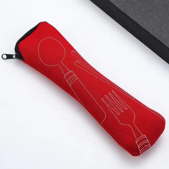 Cutlery Storage Bag Tableware Cloth Bags Zipper Design Portable Washable Storage Pouch for Fork Spoon Chopsticks Office Car Camping Travel Utensil