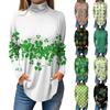 Футболки для женщин, осенние повседневные рубашки с длинным рукавом, толстовка с принтом, топ с высоким воротом, пуловер St.. День Патрика