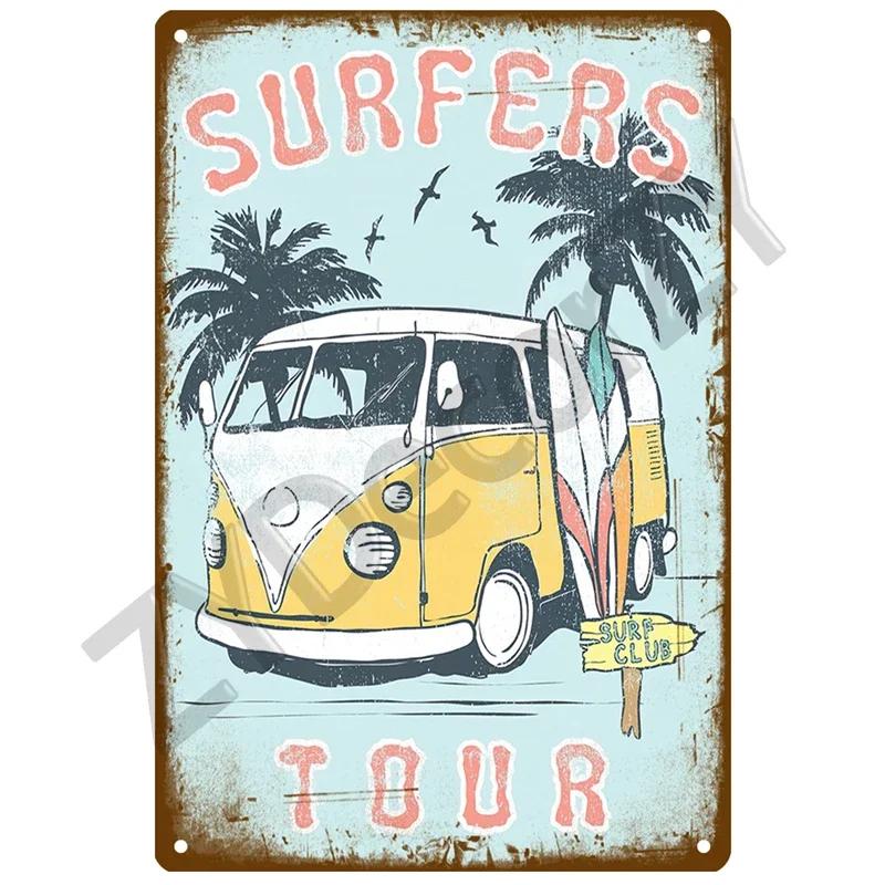 Surf Sun Plaque Metal Sign Vintage For Door Tin Sign Home Interior Paintings Mancave Wall Posters Room Decoration Decor Art