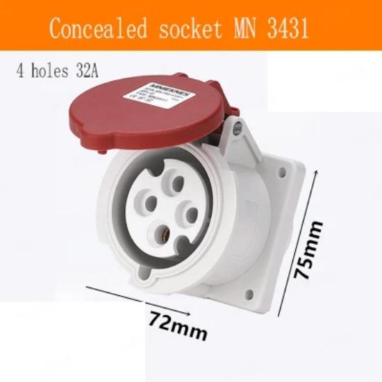 1 шт. промышленные вилки и розетки для поверхностного и скрытого монтажа, 3, 4, 5 отверстий, 16 А, 32 А, водонепроницаемые, два, три фазы