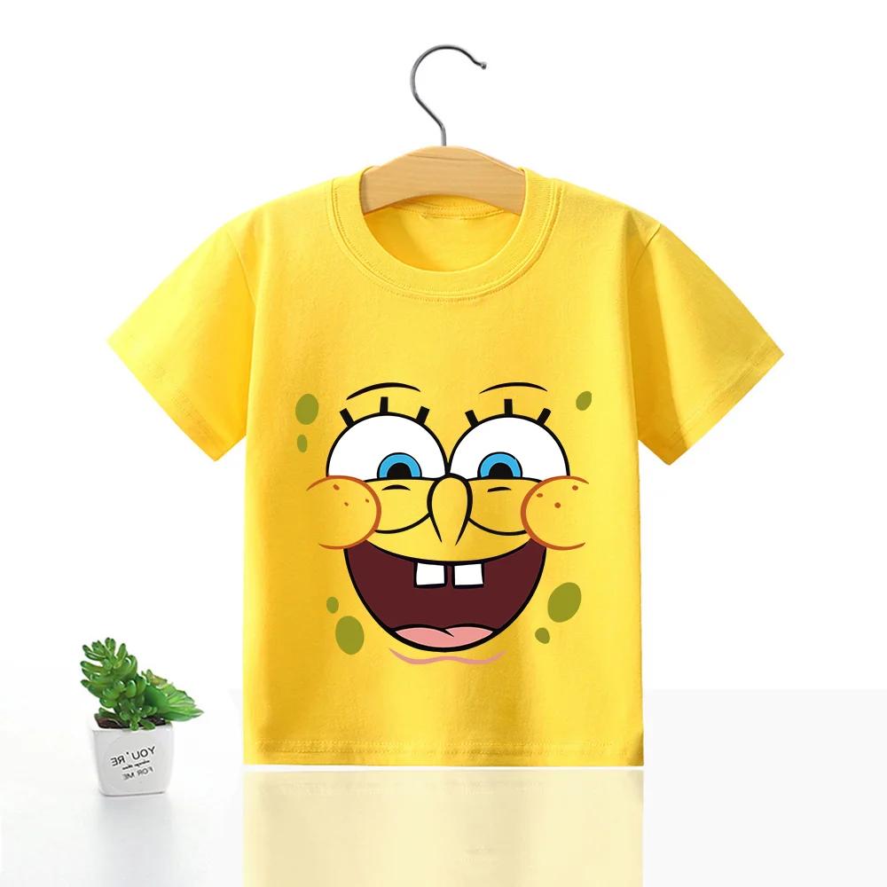 Милая хлопковая футболка с Губкой Бобом и Патриком Старом для детей - Идеально для лета