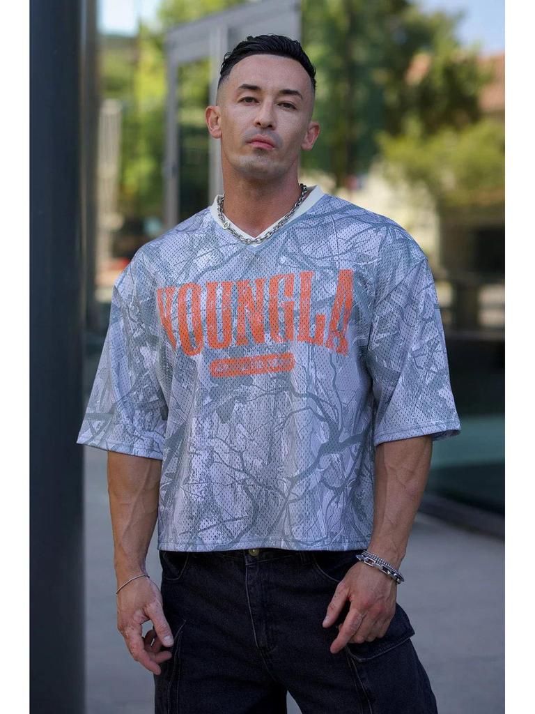 YOUNGLA Дышащая быстросохнущая сетчатая футболка для бега - С коротким рукавом для летних видов спорта на открытом воздухе и тренажерного зала