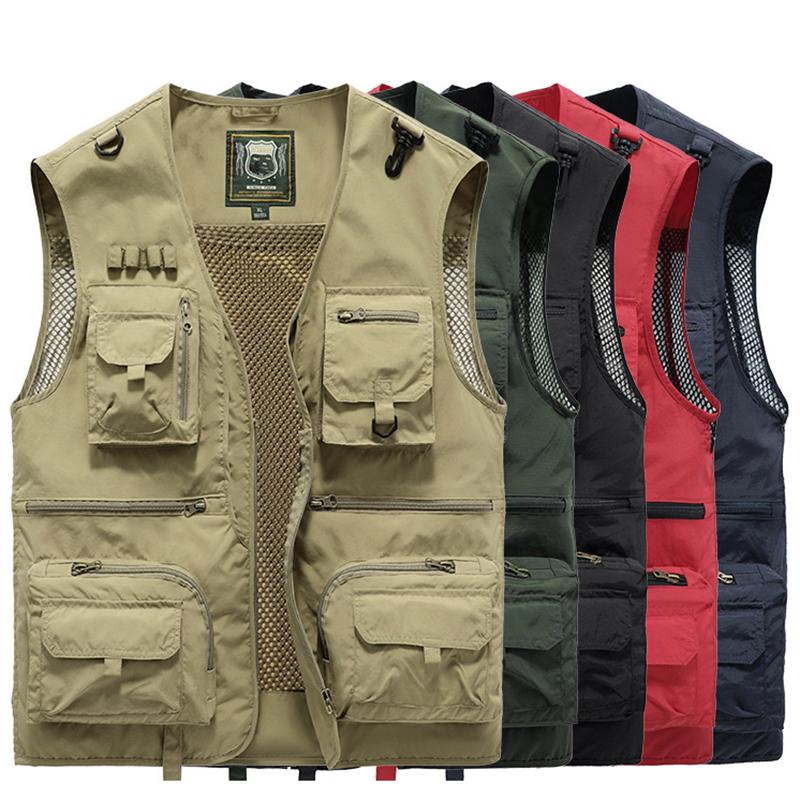 Мужской летний жилет для работы на открытом воздухе с несколькими карманами, узкий дизайн плеч, жилет для рыбалки и фотосъемки, куртка