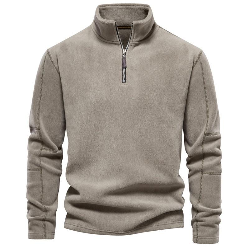 Men'S Autumn And Winter New Stand-Up Collar Half-Zipper Long-Sleeved Sweater Trend Casual Solid Color Men'S Fleece Top