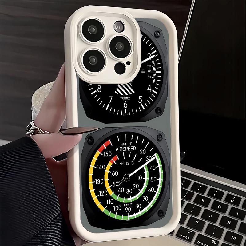 Aircraft Instrument Cockpit Radar Phone Case for iPhone 16 17 Air 16E 15 Pro Max 14 Plus 13 12 Mini Capa Soft Shell Silicone Fun