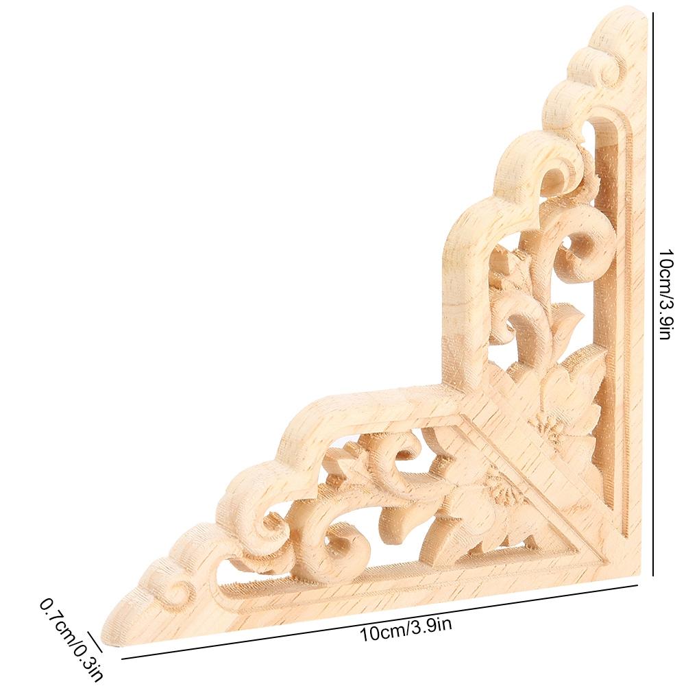 4PCS Wood Carved Onlay Applique Woodcarving Corner Decal Home Furniture Decoration