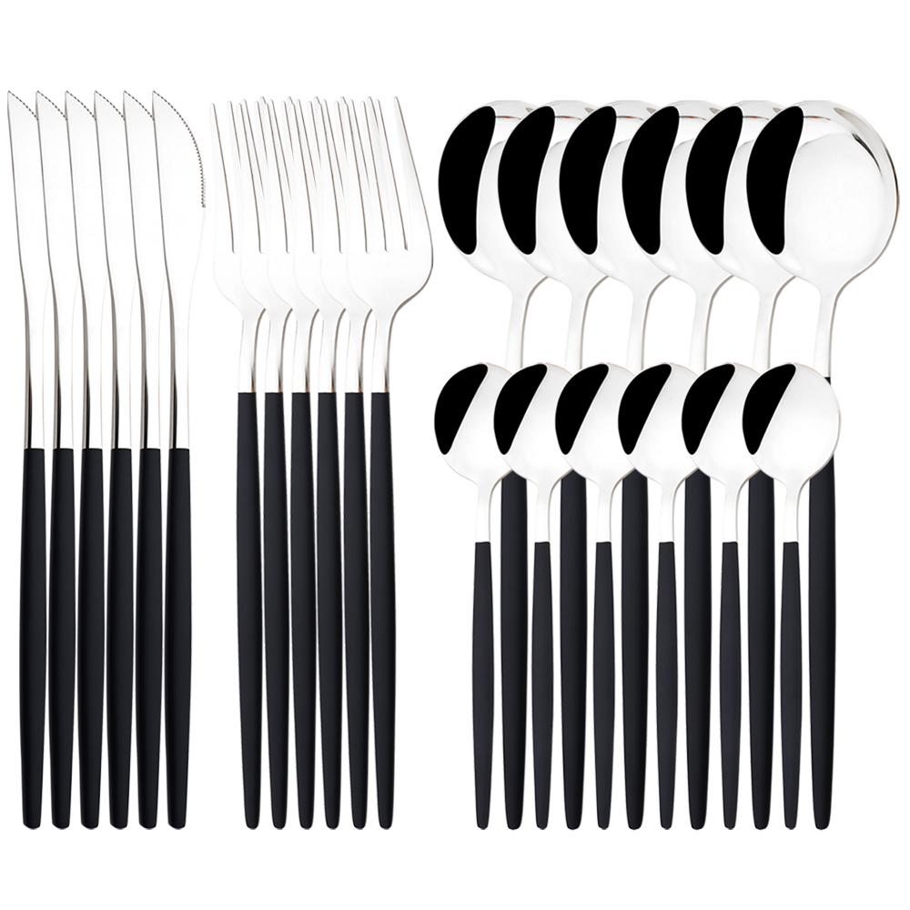 24 шт. золотой набор столовой посуды, набор посуды из нержавеющей стали, нож, вилка, ложка, роскошный набор столовых приборов, кухонные столовые приборы с коробкой, можно мыть в посудомоечной машине