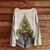 Women's Christmas Print Lightweight Sweater Casual Long Sleeve Knitted Pullover