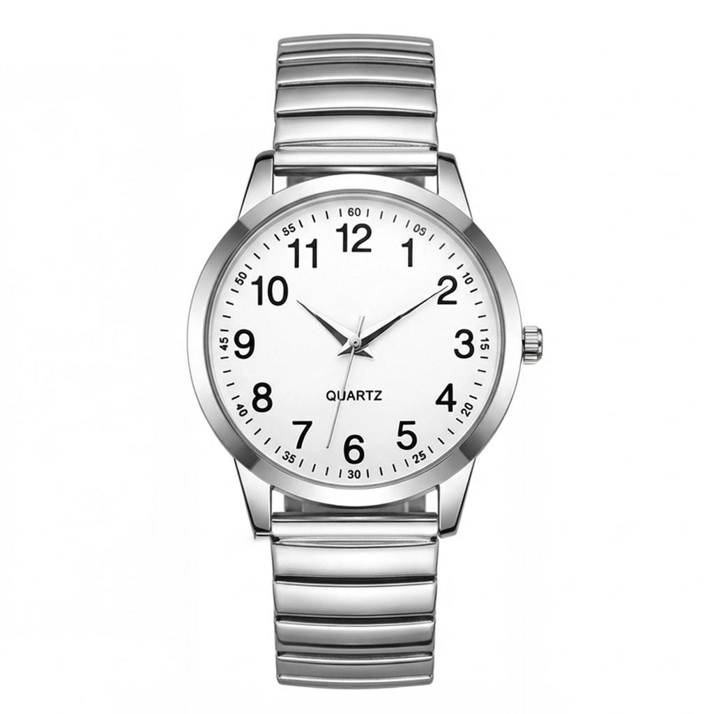 Large Digit Dial Watch with Elastic Band Waterproof Durable Glass Surface for Men Women