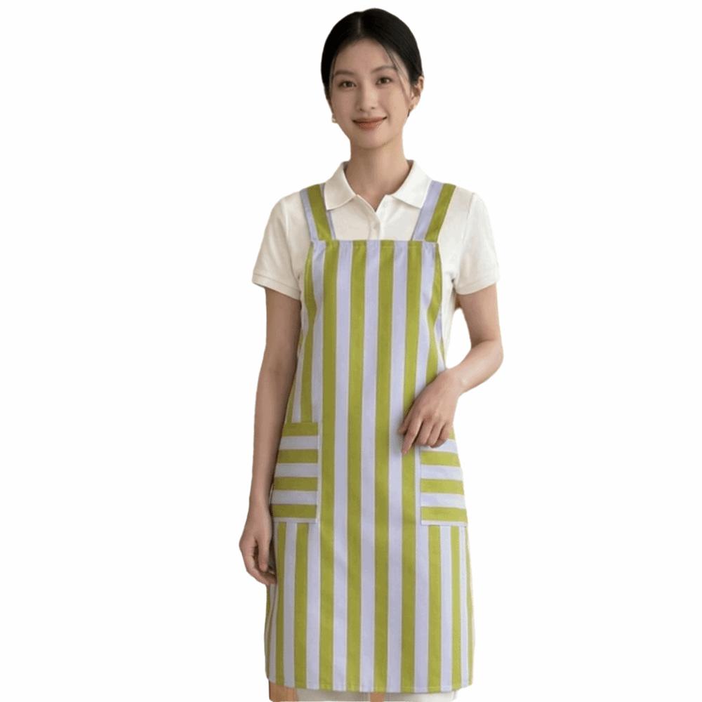 Vintage Women's Stripe Apron Oil-Proof Women's Pinafore Fashion Kitchen Cooking Apron Florist Work