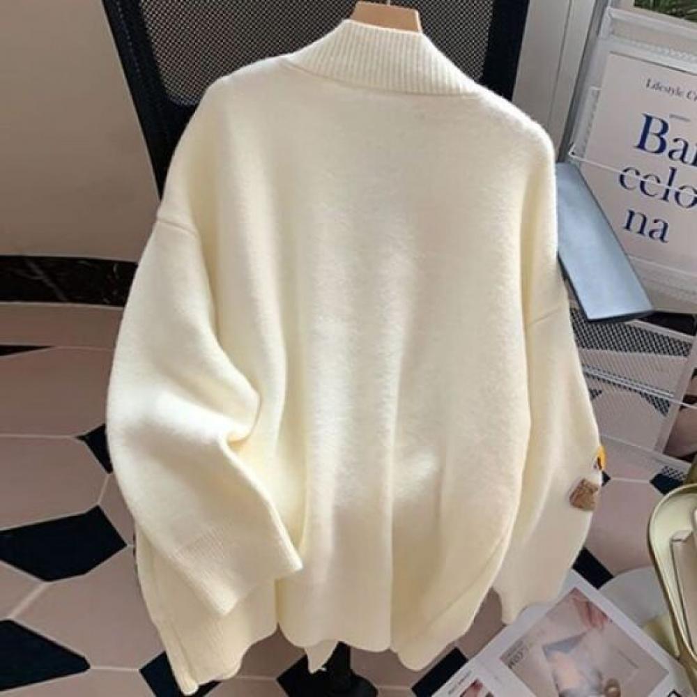Navava Women Casual Teddy Bear Long Sleeve Knit Cardigan Nk2539