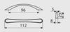 UP82 handle, polished chrome, 96mm