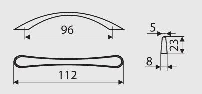 UP82 handle, polished chrome, 96mm