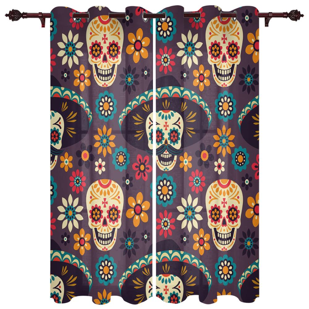 Художественный Череп Красные Цветы Волна Новые Простые Шторы Украшения Дома Шторы Современные Товары Для Дома