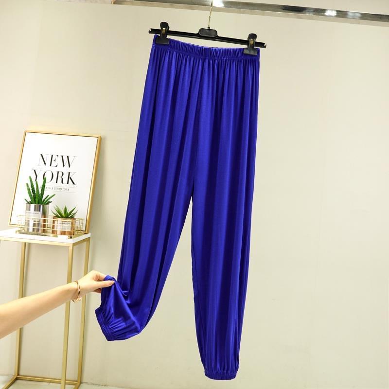 Женские однотонные прямые брюки с карманами, зауженные брюки, широкие брюки с эластичной резинкой на талии, повседневные свободные брюки, повседневные брюки для йоги для отдыха