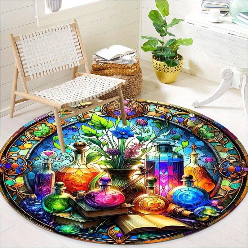 Witch Magic Round Rug Nonslip Area Rug Office Chair Mat Carpet For Living Room Bedroom Home Decor