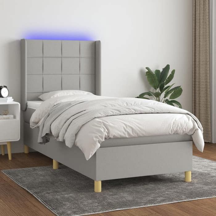 Maison Exclusive - Sommier à lattes de lit matelas LED Gris clair 90x190cm Tissu